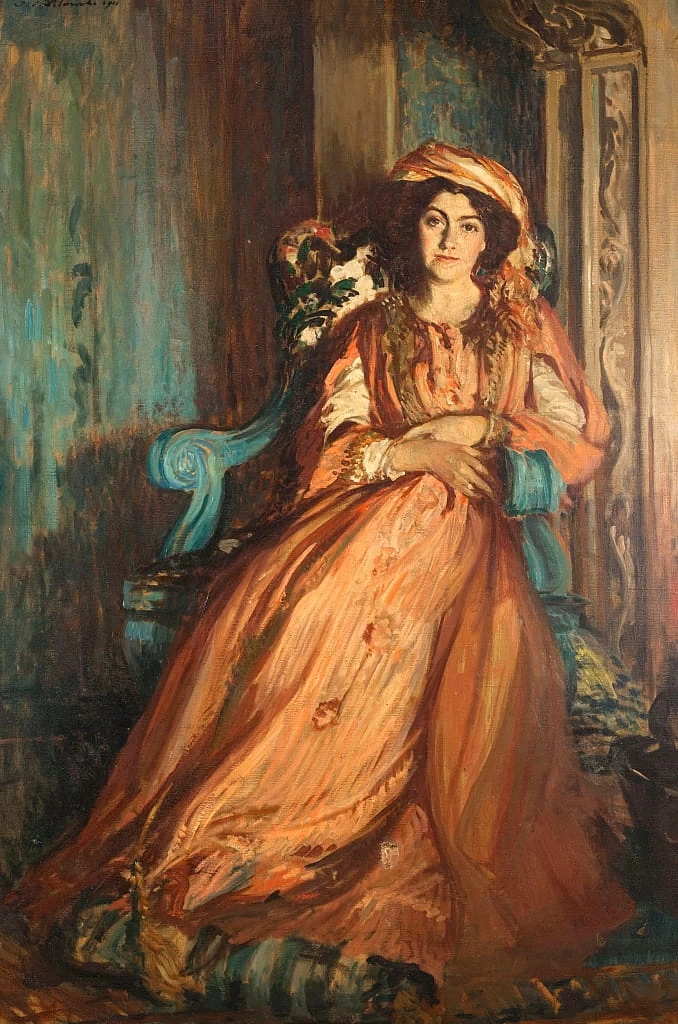 Ritratto di Mabel Dodge Luhan 1879 - 1962 a Villa Curonia vicino a Firenze, 1911